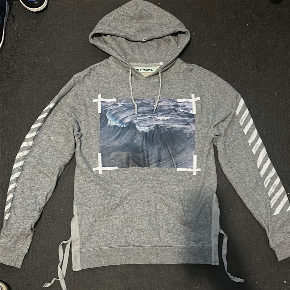Off-White Gray Sweatshirt with Graphic Design